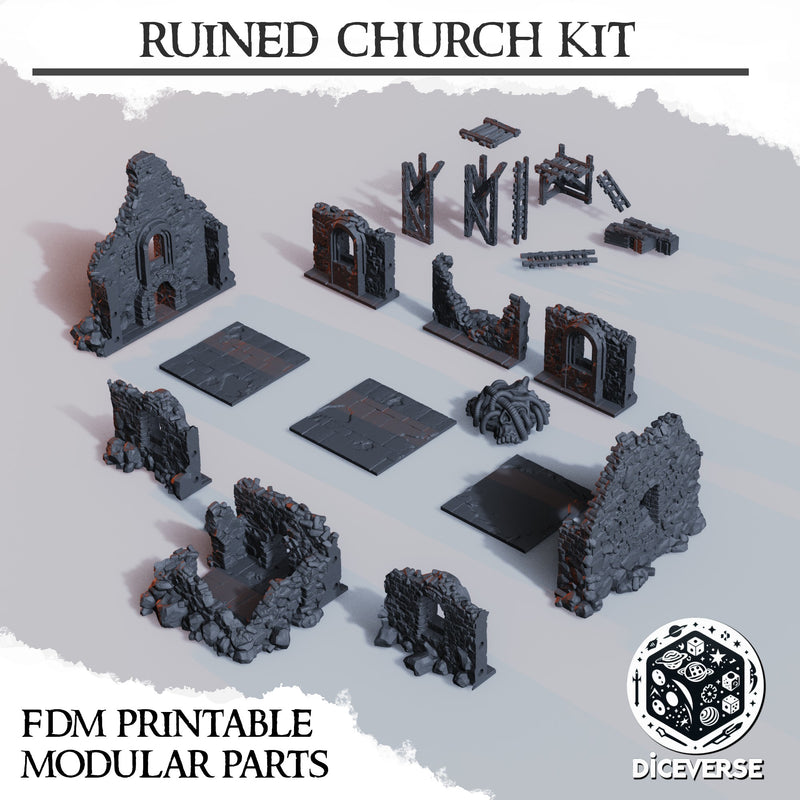 Ruined Church Scenery | Trench Grimdark | Diceverse
