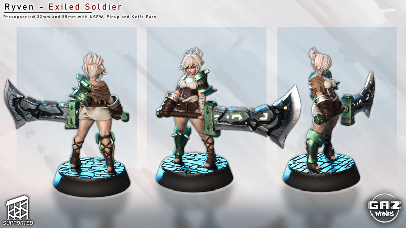Exiled Soldier Ryven | Fantasy Pin-Up | Gaz Minis