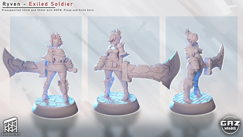 Exiled Soldier Ryven | Fantasy Pin-Up | Gaz Minis
