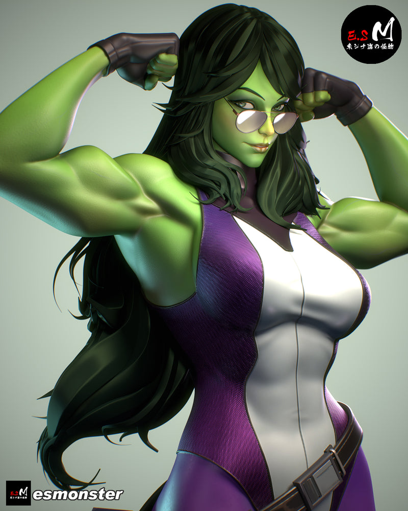 She Hulk | Pin-Up Statue Fan Art Miniature Unpainted | E.S Monster