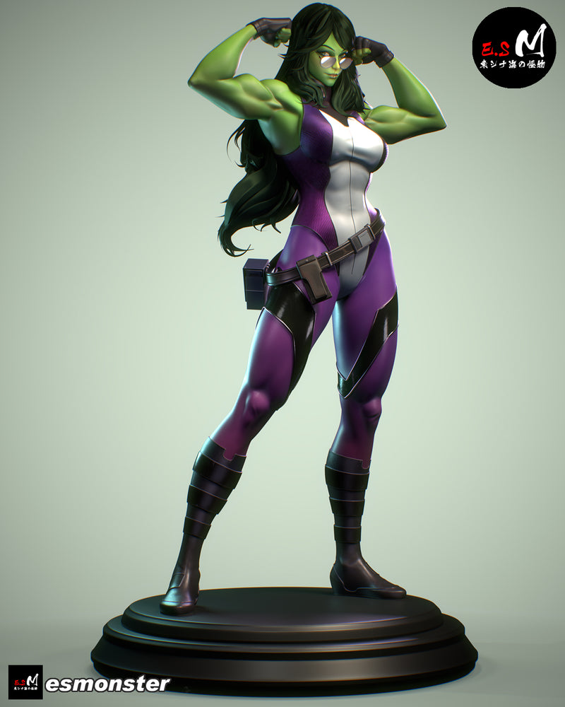 She Hulk | Pin-Up Statue Fan Art Miniature Unpainted | E.S Monster