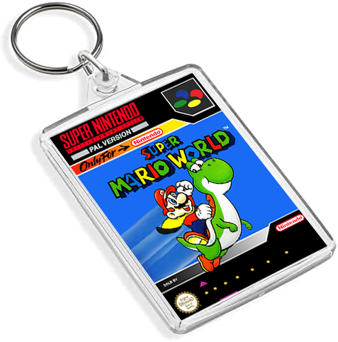 Classic Mario Inspired Game Cover Art Keyring - Dual Sided Box Art