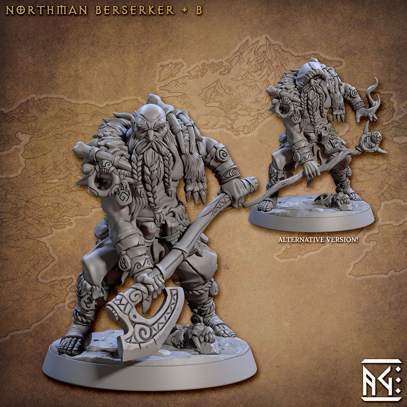 Norse Northmen Berserker Miniatures | Skutagaard Northmen Saga II | Fantasy D&D Miniature | Artisan Guild