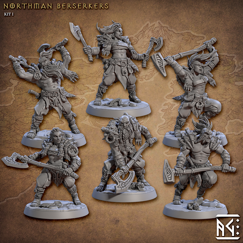 Norse Northmen Berserker Miniatures | Skutagaard Northmen Saga II | Fantasy D&D Miniature | Artisan Guild