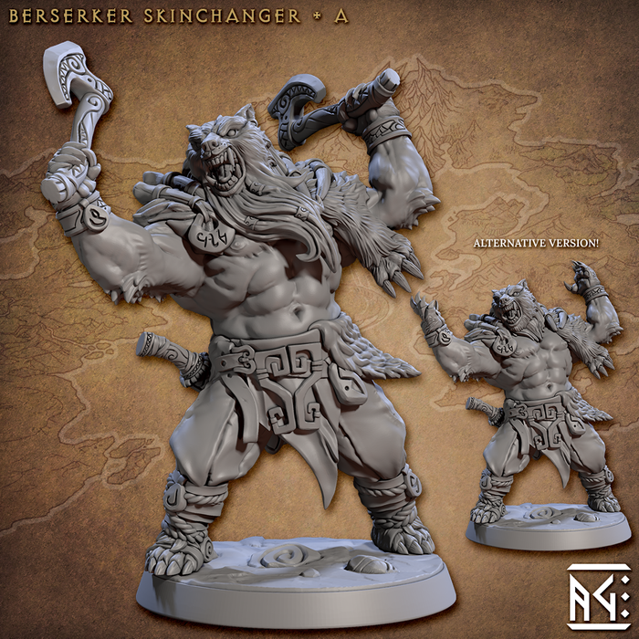 Norse Beastman Berserker Skinchanger Miniatures | Skutagaard Northmen Saga II | Fantasy D&D Miniature | Artisan Guild