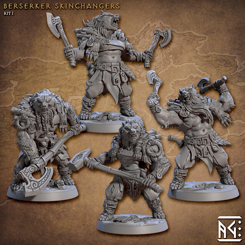 Norse Beastman Berserker Skinchanger Miniatures | Skutagaard Northmen Saga II | Fantasy D&D Miniature | Artisan Guild