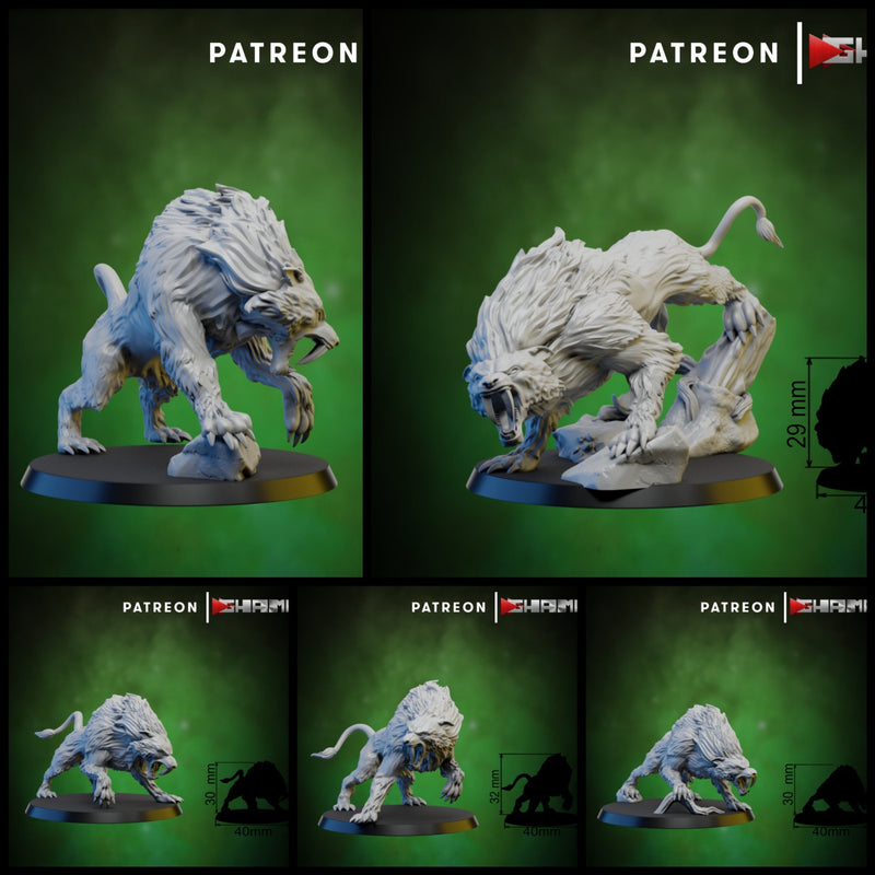 Hunter and Sabre wolf Miniatures | Ogres | Fantasy Miniature | Ghamak