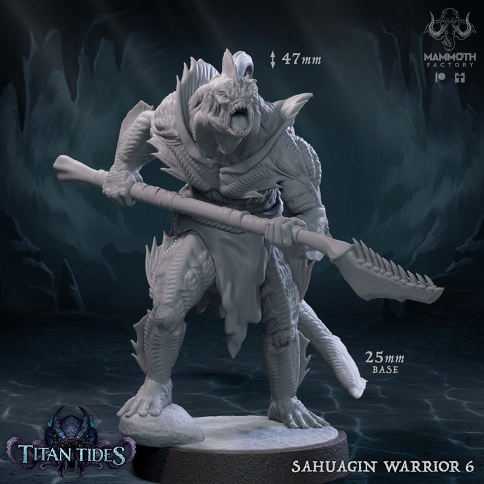 Sahuagin Warrior F | Titan Tides | Fantasy Tabletop Miniature | Mammoth Factory