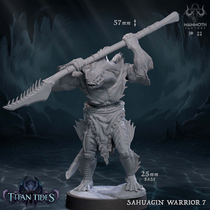Sahuagin Warrior G | Titan Tides | Fantasy Tabletop Miniature | Mammoth Factory