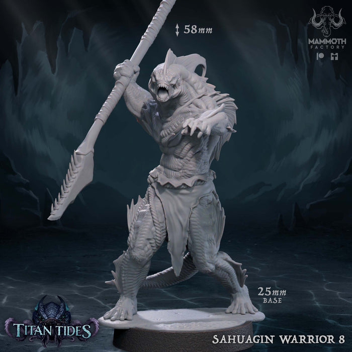 Sahuagin Warrior H | Titan Tides | Fantasy Tabletop Miniature | Mammoth Factory