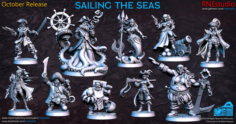 Sailing the Seas Miniatures (Full Set) | Fantasy Miniature | RN Estudio TabletopXtra