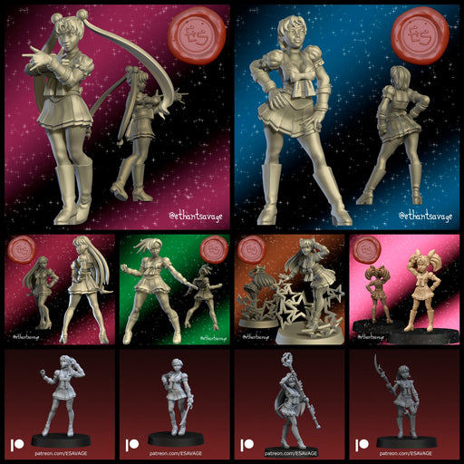 Sailor Scout Miniatures (Full Set) | Sailor Scouts | Fantasy Miniature | Ethan Savage Studios TabletopXtra