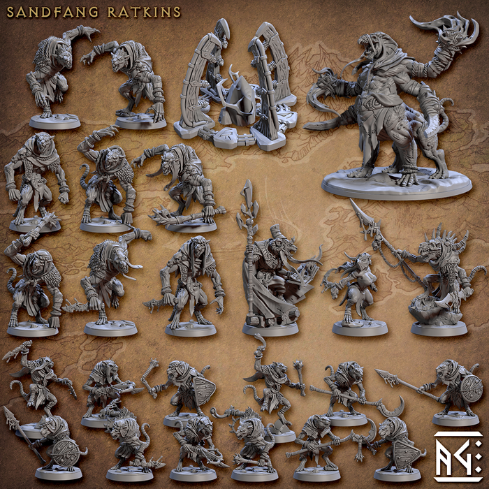 Sandfang Ratkin Miniatures (Full Set) | Fantasy D&D Miniature | Artisan Guild