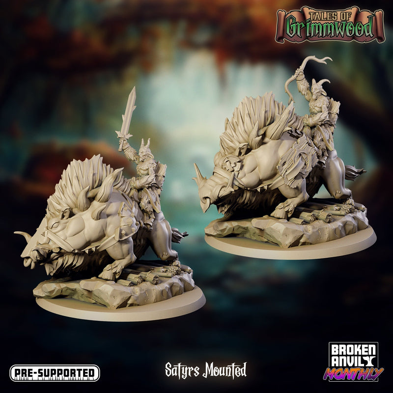 Satyr Mounted Miniatures | Tales of Grimmwood | Tabletop RPG Miniature TabletopXtra