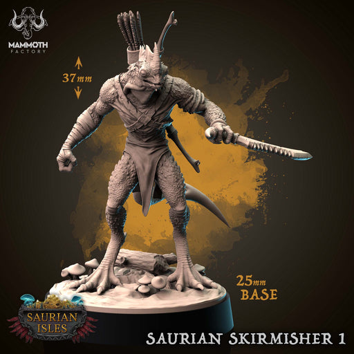 Saurian Skirmisher A | Saurian Isle | Fantasy Tabletop Miniature | Mammoth Factory TabletopXtra