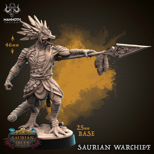 Saurian Warchief | Saurian Isle | Fantasy Tabletop Miniature | Mammoth Factory TabletopXtra