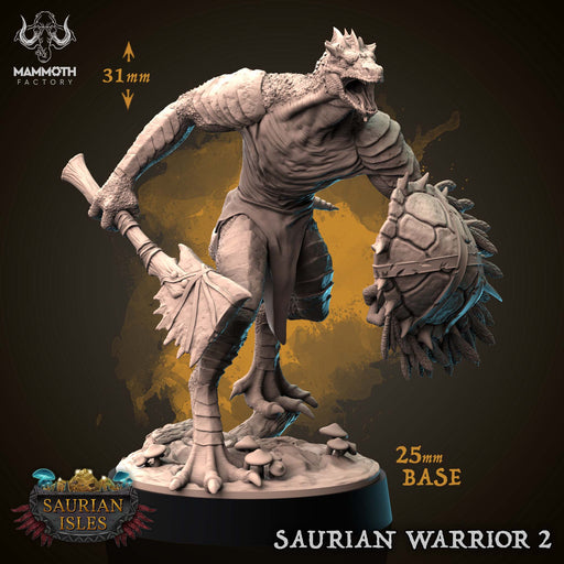 Saurian Warrior B | Saurian Isle | Fantasy Tabletop Miniature | Mammoth Factory TabletopXtra