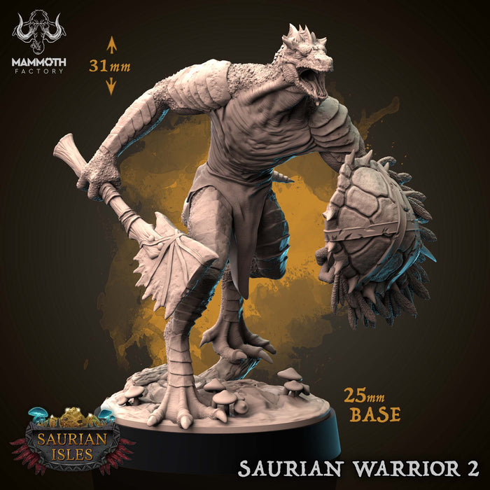 Saurian Warrior Miniatures | Saurian Isle | Fantasy Tabletop Miniature | Mammoth Factory TabletopXtra