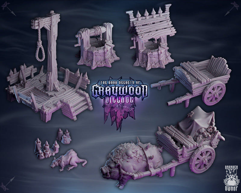 Scenery Miniatures | Graywood Village | Fantasy Miniature | Drunken Dwarf TabletopXtra