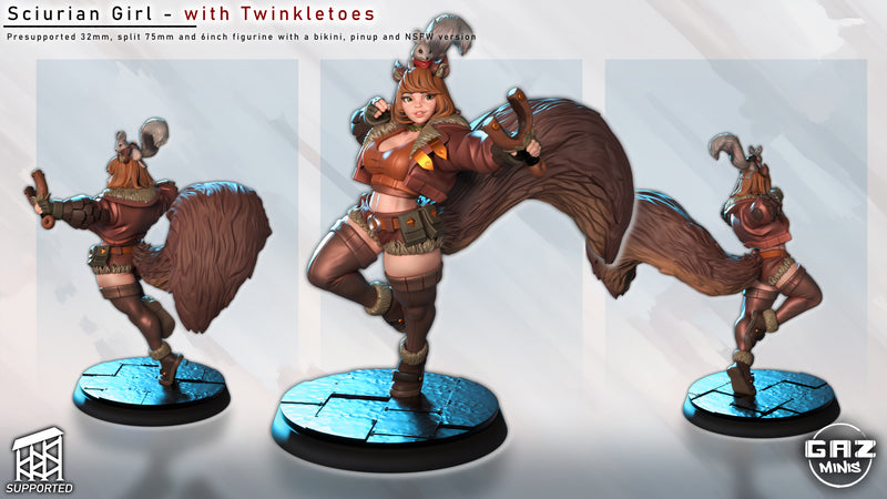 Sciurian Girl w/ Twinkletoes | Fantasy Pin-Up | Gaz Minis | [Multi-Listing]