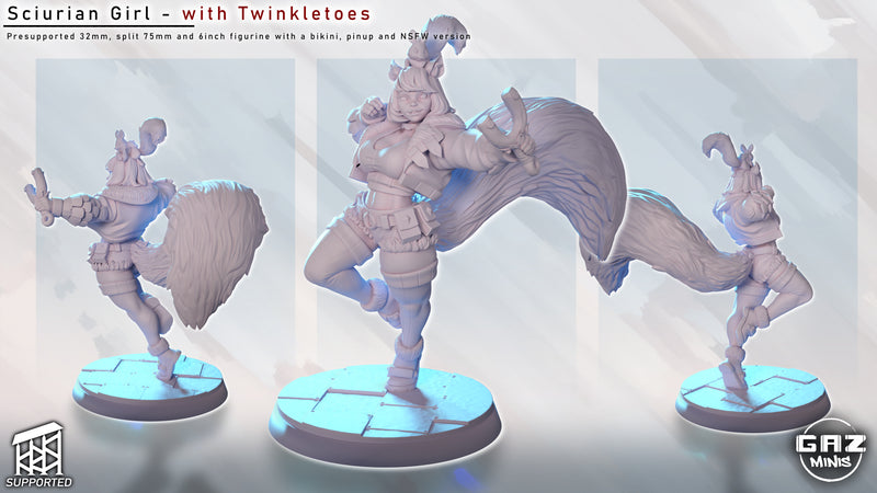 Sciurian Girl w/ Twinkletoes | Fantasy Pin-Up | Gaz Minis | [Multi-Listing]