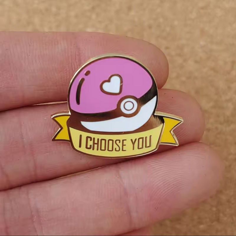 Anniversary I Choose You Pink Pokeball - Enamel Pin Badge