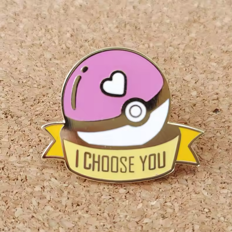Anniversary I Choose You Pink Pokeball - Enamel Pin Badge