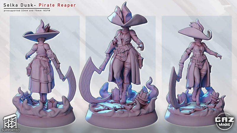 Pirate Reaper Selka Dusk | Fantasy Pin-Up | Gaz Minis