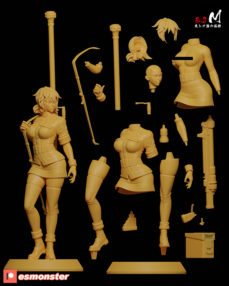Seras Victoria | Pin-Up Statue Fan Art Miniature Unpainted | E.S Monster
