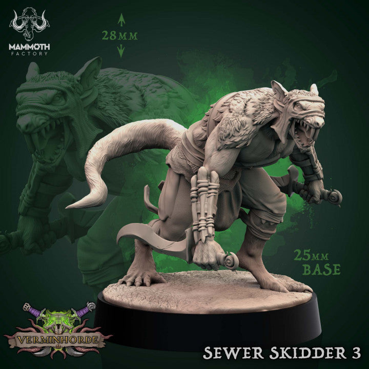 Sewer Skidder Miniatures | Verminhorde | Fantasy Tabletop Miniature | Mammoth Factory TabletopXtra