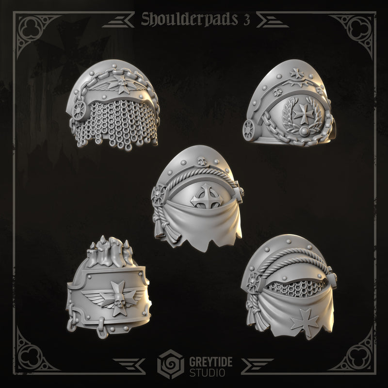 Shoulder Pads Pack 3 | Eternal Crusaders | Conversion Bits For 28mm 32mm Sci-fi Marines