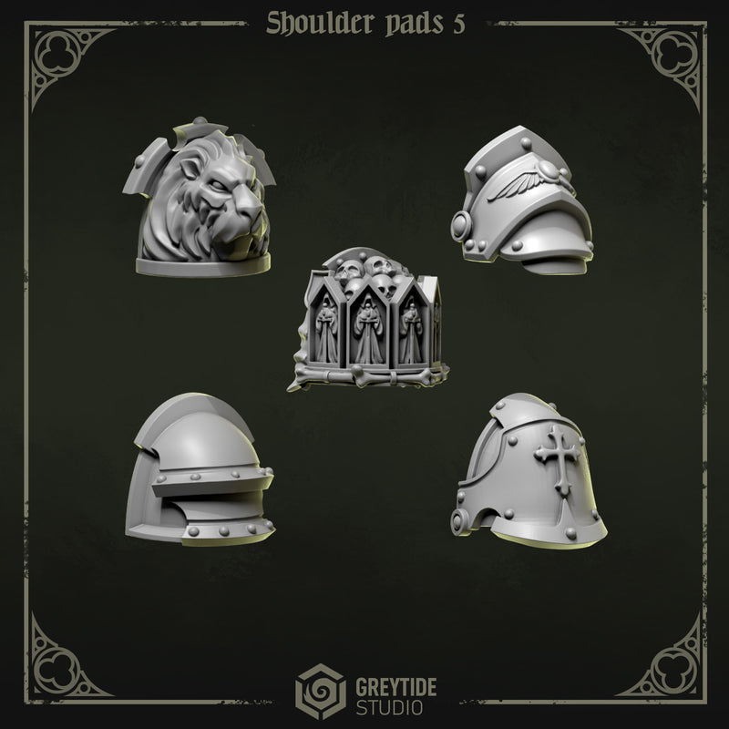 Shoulder Pads Pack 5 | Eternal Pilgrims | Conversion Bits For 28mm 32mm Sci-fi Marines