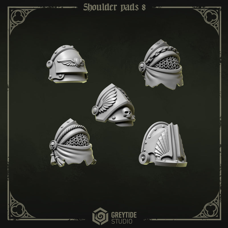Shoulder Pads Pack 8 | Eternal Pilgrims | Conversion Bits For 28mm 32mm Sci-fi Marines