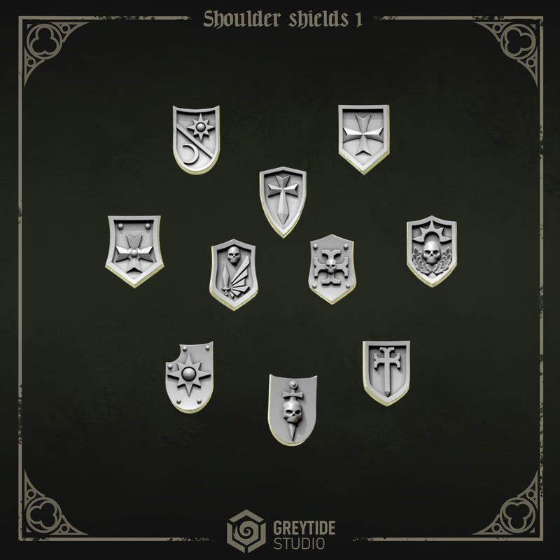 Shoulder Heraldry Shields | Eternal Pilgrims | Conversion Bits For 28mm 32mm Sci-fi Marines