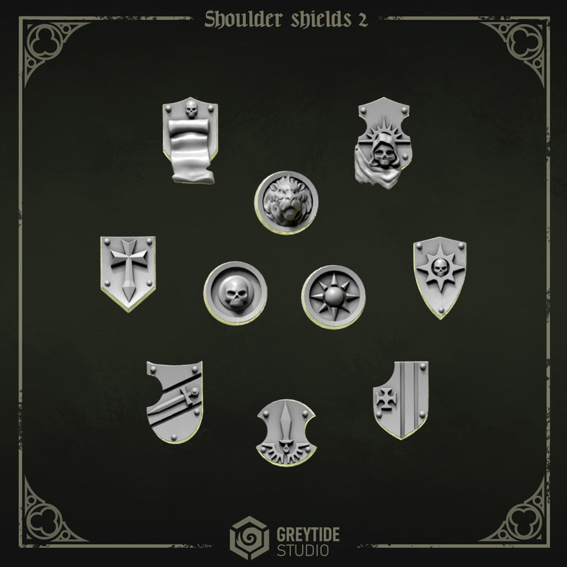 Shoulder Heraldry Shields | Eternal Pilgrims | Conversion Bits For 28mm 32mm Sci-fi Marines