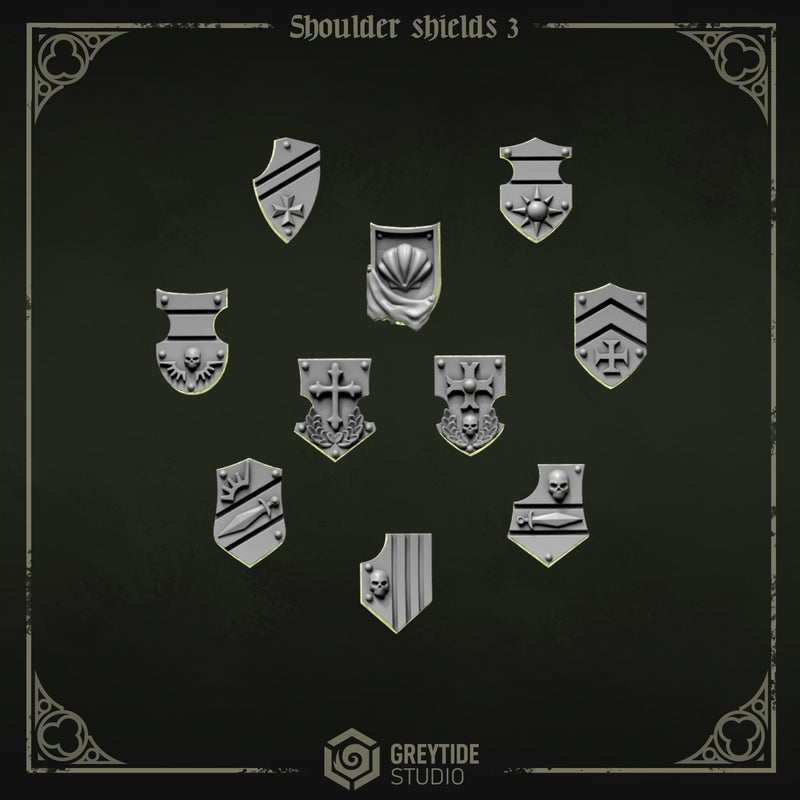 Shoulder Heraldry Shields | Eternal Pilgrims | Conversion Bits For 28mm 32mm Sci-fi Marines