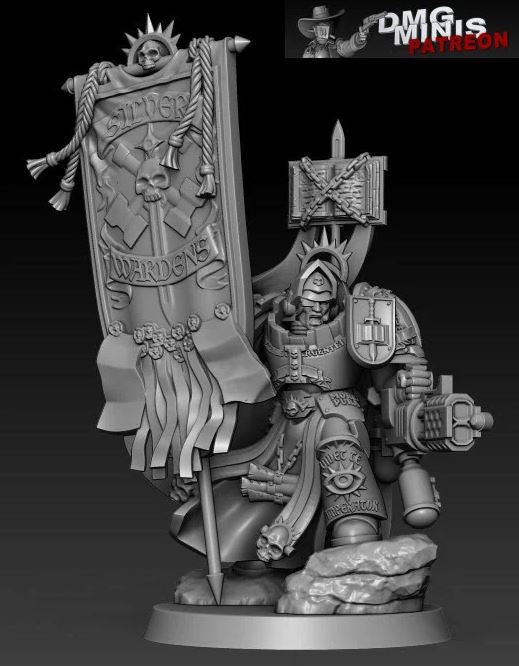 Silver Warden Bearer of Standard | Silver Wardens | Sci-Fi Miniature | DMG Minis TabletopXtra