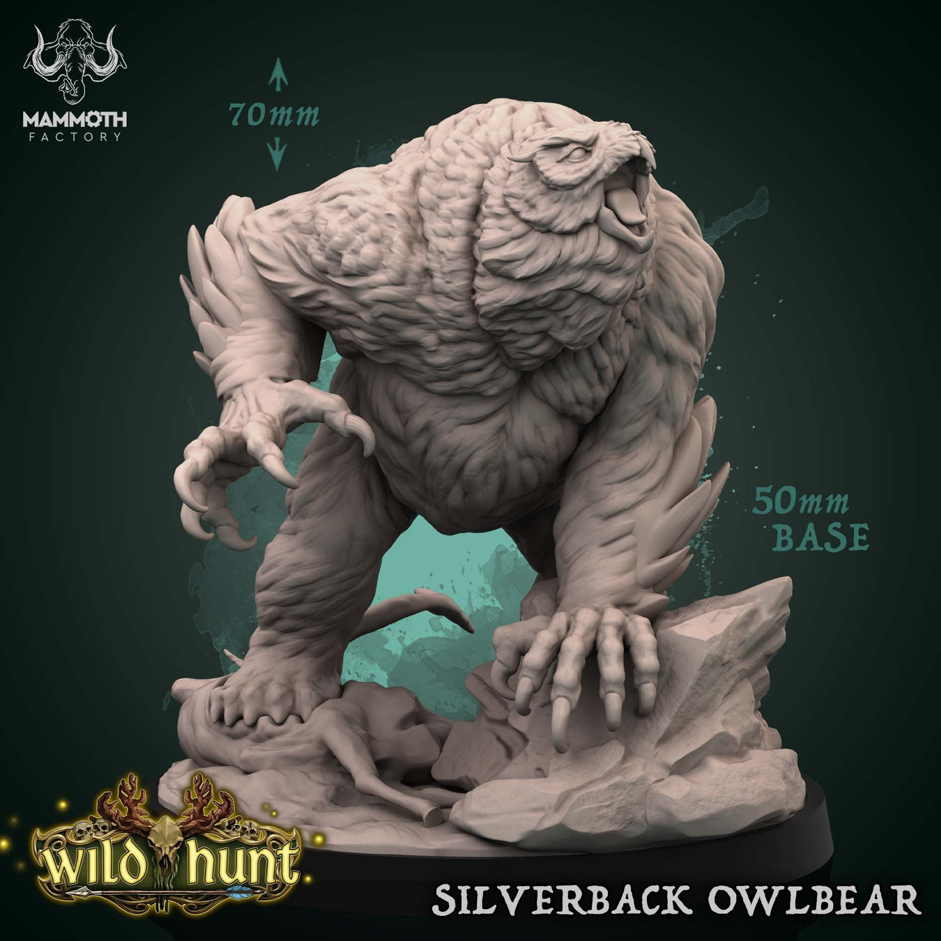 Silverback Owlbear | Wild Hunt | Fantasy Tabletop Miniature | Mammoth Factory TabletopXtra