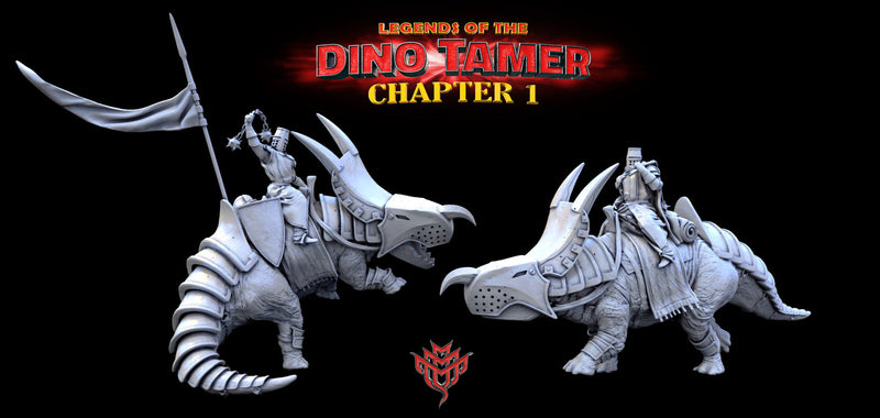 Sir Pike and his Spiked Trike Miniatures | Legends of the Dino Tamer: Chapter One | Fantasy Miniature | Mini Monster Mayhem TabletopXtra