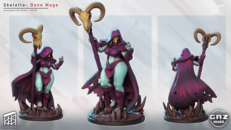 Bone Mage Skeletta | Fantasy Pin-Up Miniature | Gaz Minis
