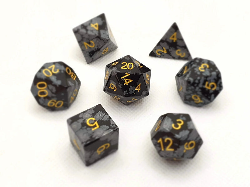 Snowflake Obsidian | Gemstone Dice | 7 Piece Set