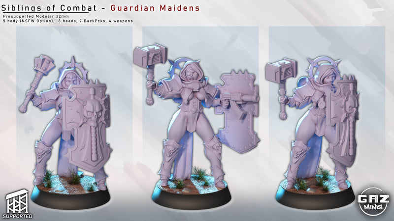 Guardian Maiden Siblings of Combat Miniatures | Fantasy Pin-Up | Gaz Minis