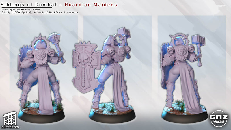 Guardian Maiden Siblings of Combat Miniatures | Fantasy Pin-Up | Gaz Minis