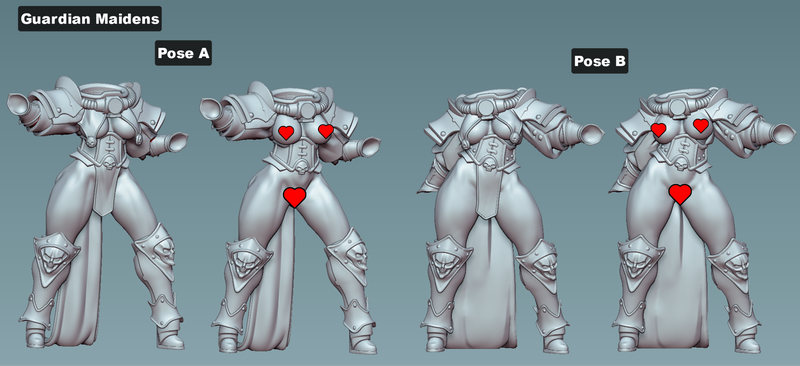 Guardian Maiden Siblings of Combat Miniatures | Fantasy Pin-Up | Gaz Minis