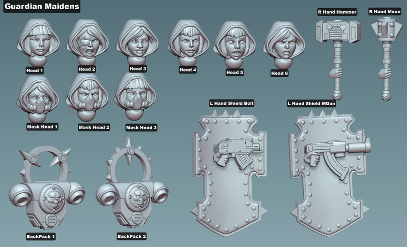 Guardian Maiden Siblings of Combat Miniatures | Fantasy Pin-Up | Gaz Minis