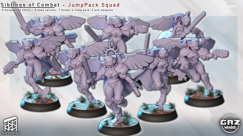 JumpPack Squad Siblings of Combat Minuatures | Fantasy Pin-Up | Gaz Minis