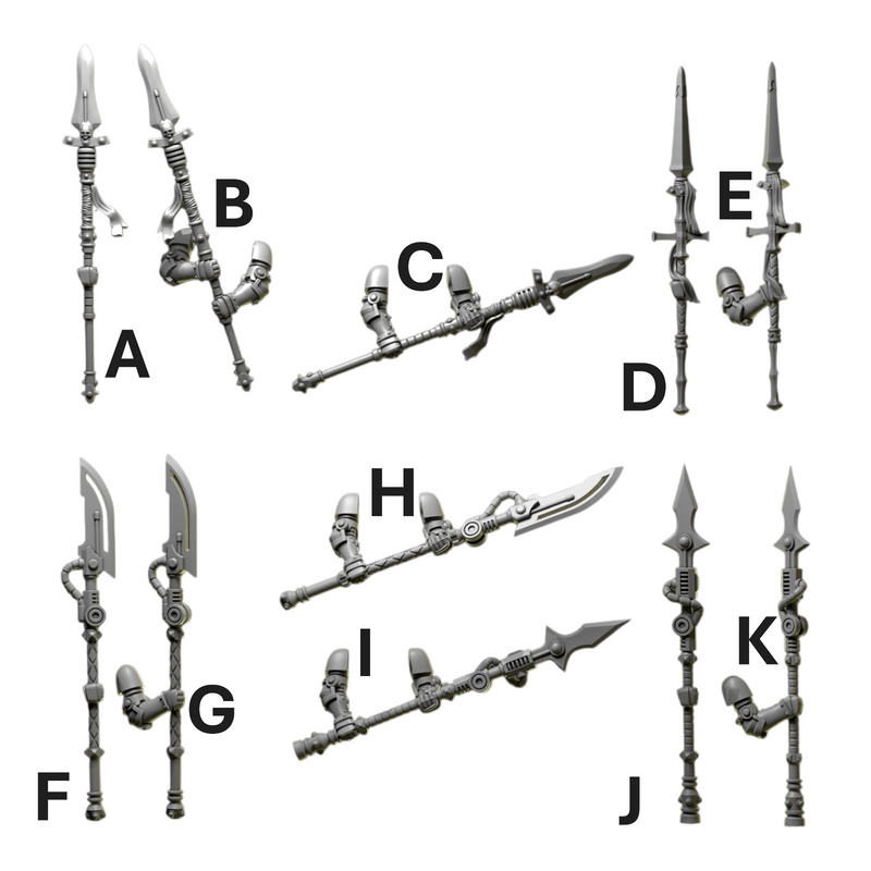 Spears | Eternal Pilgrims | Conversion Bits For 28mm 32mm Sci-fi Marines