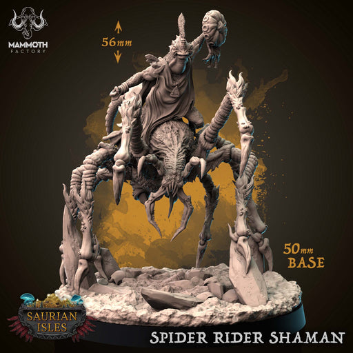 Spider Rider Shaman | Saurian Isle | Fantasy Tabletop Miniature | Mammoth Factory TabletopXtra