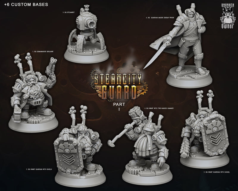 Steam City Guard Part 1 Miniatures (Full Set) | Fantasy Miniature | Drunken Dwarf TabletopXtra
