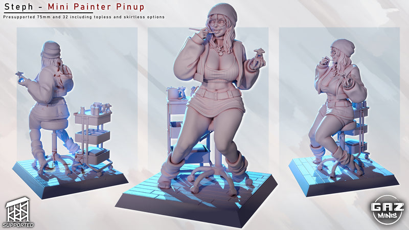 Mini Painter Stephanie | Fantasy Pin-Up | Gaz Minis | [Multi-Listing]